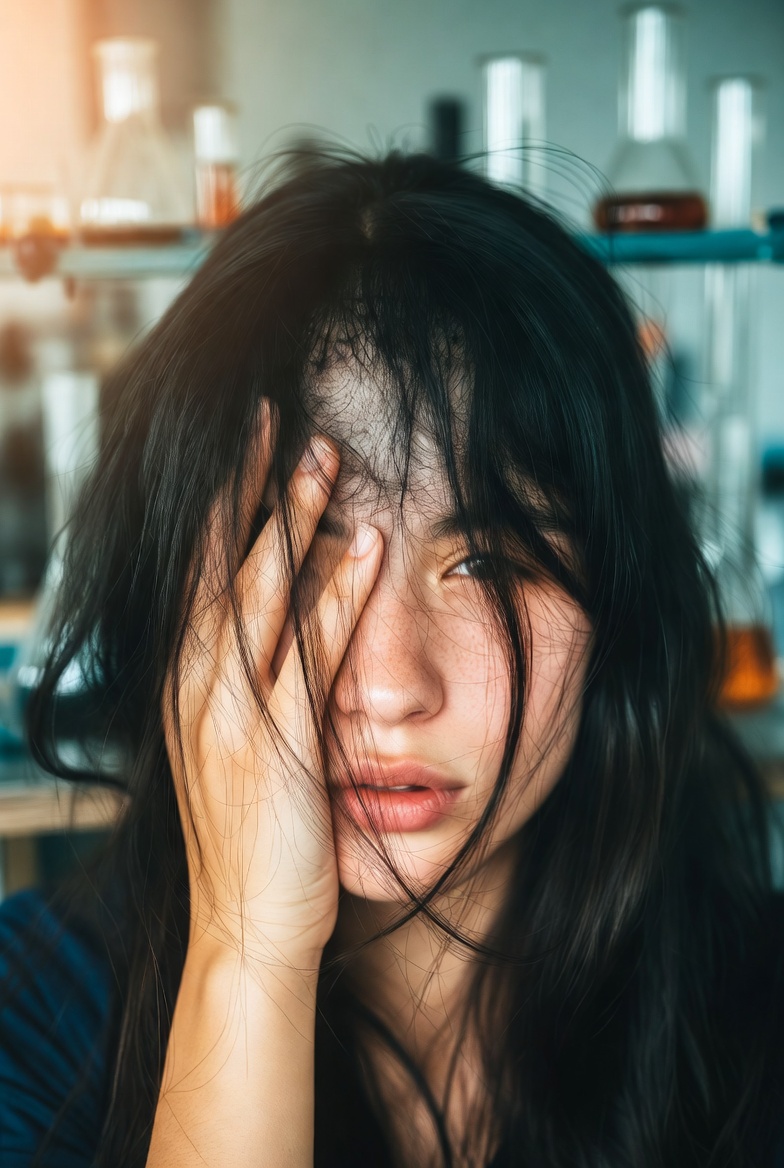 Illustration showing hair follicle structure and hormonal balance for hair regrowth