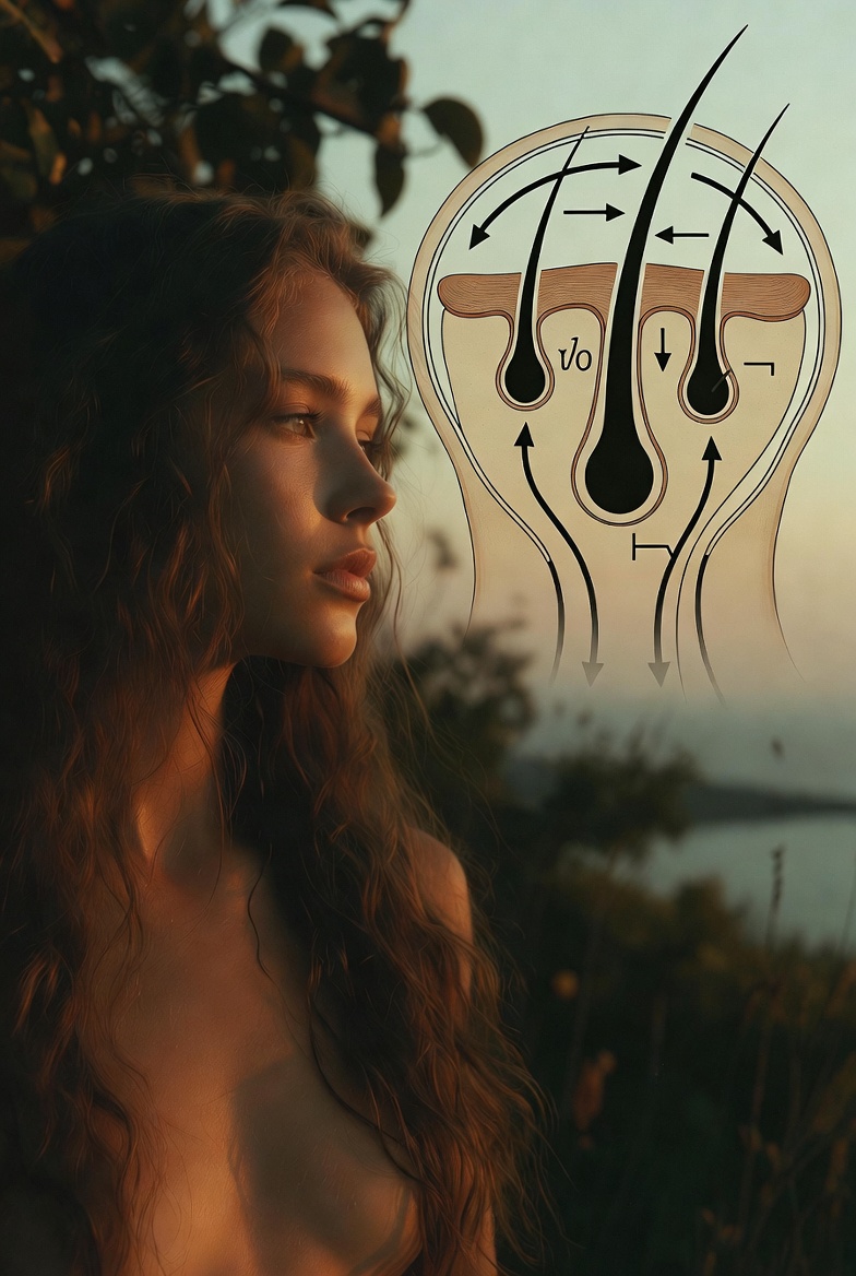 Woman assessing hair thinning at crown - effective treatments for female pattern hair loss in the USA